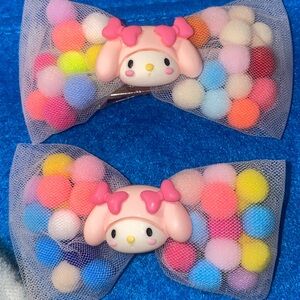 Melody white bow claw hair clip total 2